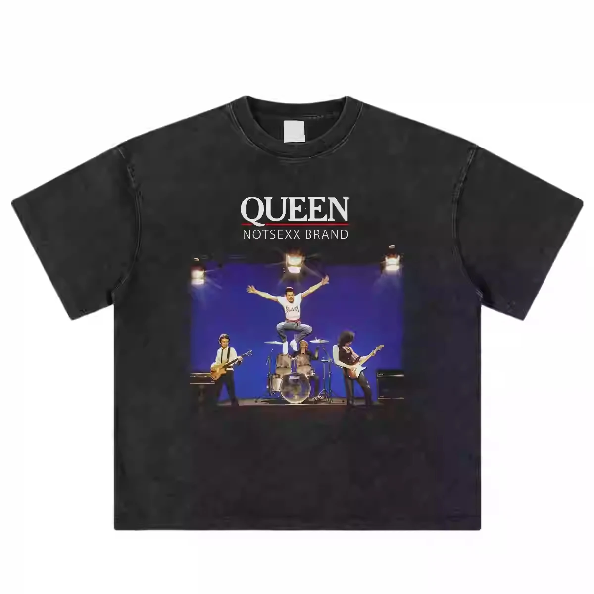 

2025 QUEEN Heavy Cotton Wash To Do Old American Short Sleeve T-shirt Men High Quality Luxury Brand Selling Popular Style Ins Y2k