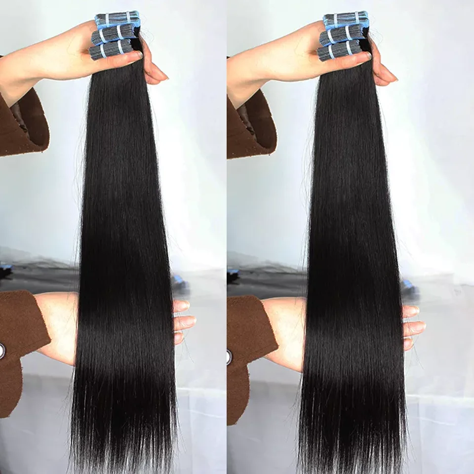 Tape In Hair Extensions Human Hair Straight Color 1B 100% Remy Skin Weft Adhesive Glue On For Salon High Quality for Woman