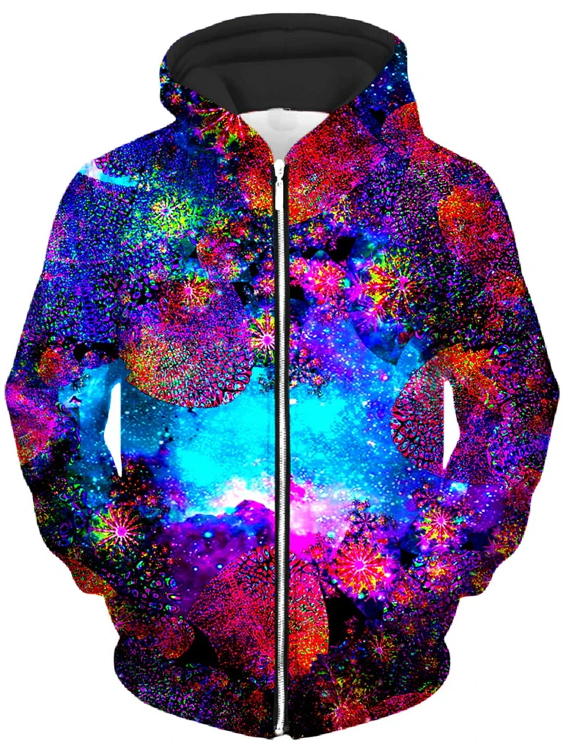 Psychedelic Graphic Zip Up Hoodies Men Women 3D Printing Abstract Pattern Harajuku Pullover Sweatshirt Kids Men Streetwear Coats