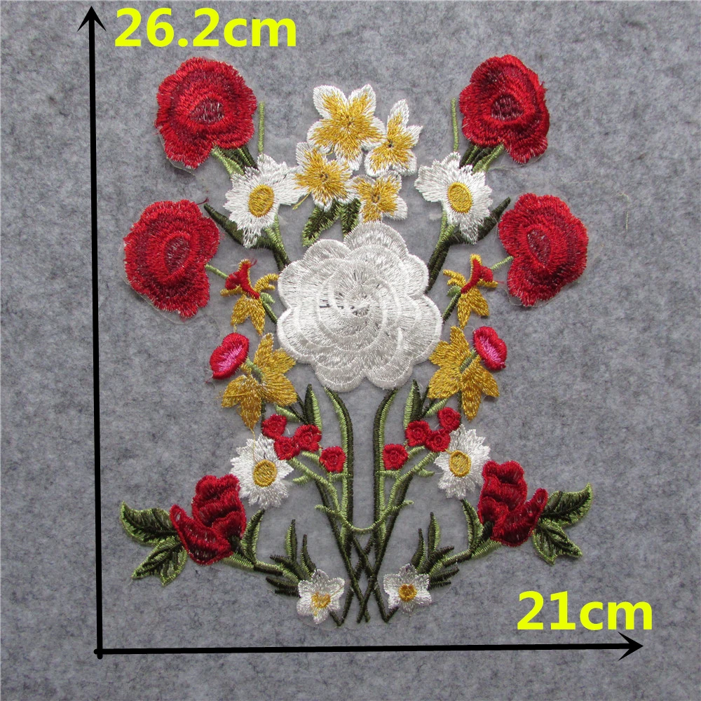 White rose flower embroidery chest applique fabric sewing DIY clothing craft supplies material accessories 1 piece for sale