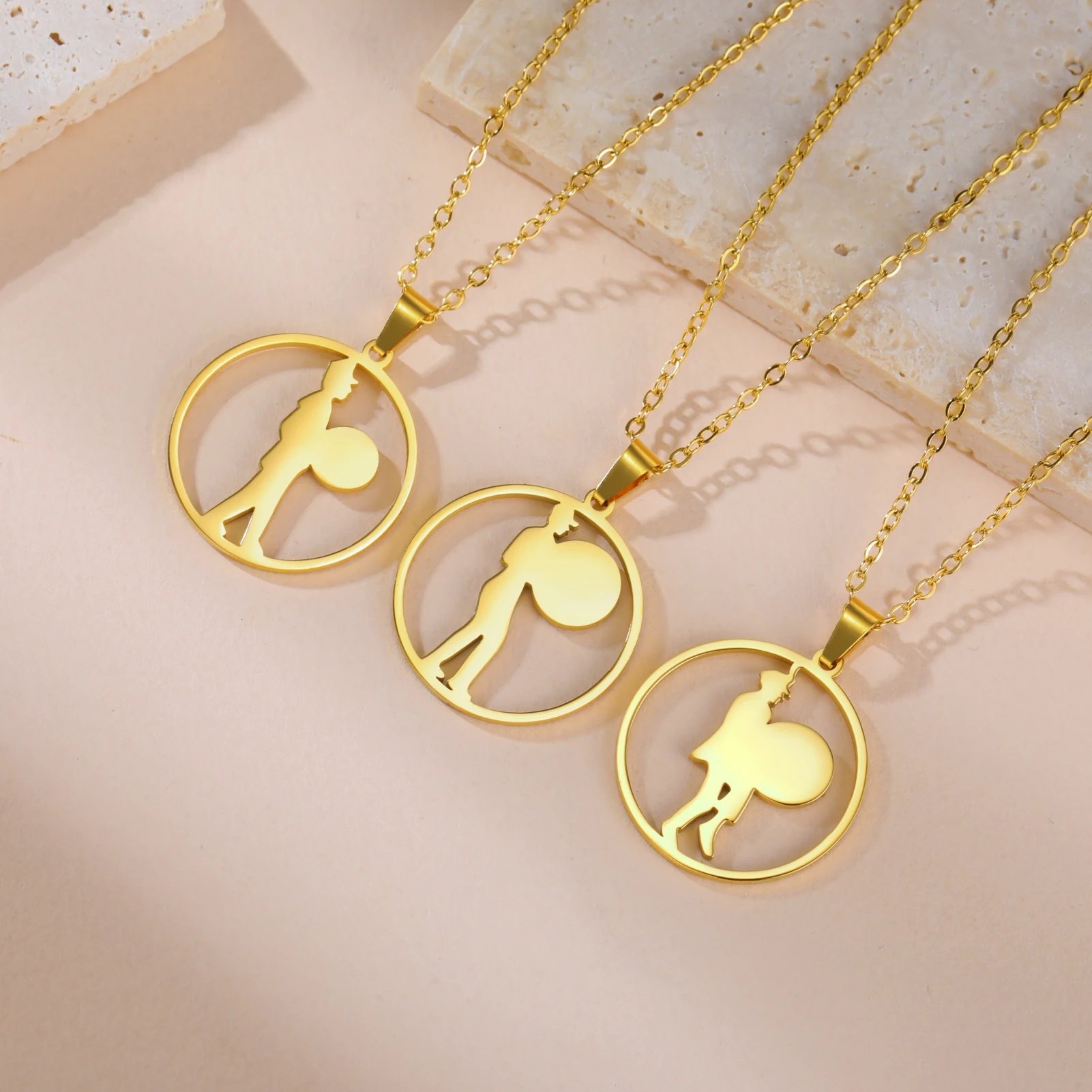 Unift Musical Man Women Necklace Stainless Steel Trumpets Drums Pendant Chain Fashion Wedding Jewelry Student Graduation Gift