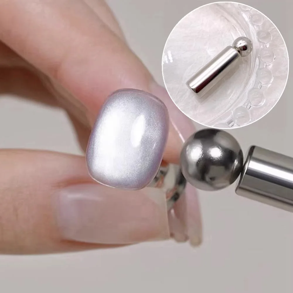 3D Cat Eye Gel Round Nail Magnetic Glass Beads Cat Eye Cylindrical Magnet Stick Set Mini Strong Magnet For Nail Cat's Eye Gel