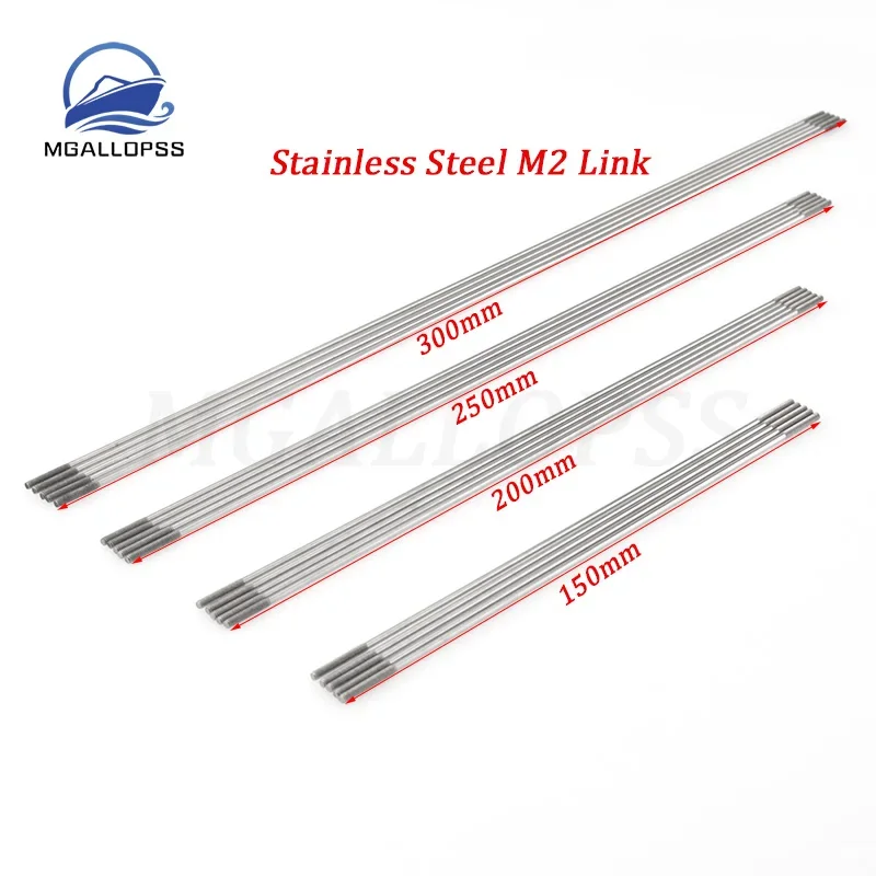 

5pcs M2 Link Stainless Steel Connecting Rod with Dual End Thread for Servos, Rod End Linkage and DIY RC Boat or Car