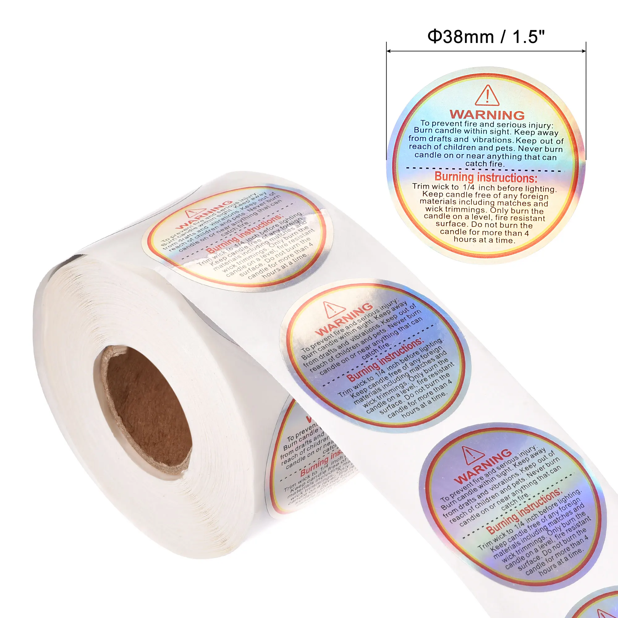 500 Stuks/Rol Kaars Pot Container Labels Wax Smelten Veiligheidsstickers Sticker Sticker Voor Kaars Maken Diy 1.5 Inch Waarschuwing Label Sticker