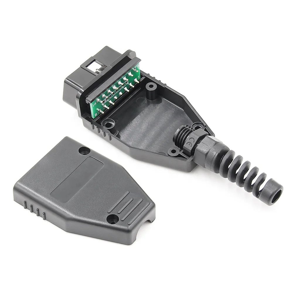 

Universal Single Black OBD2 16 Pin Male Plug Connector for OBD Cable