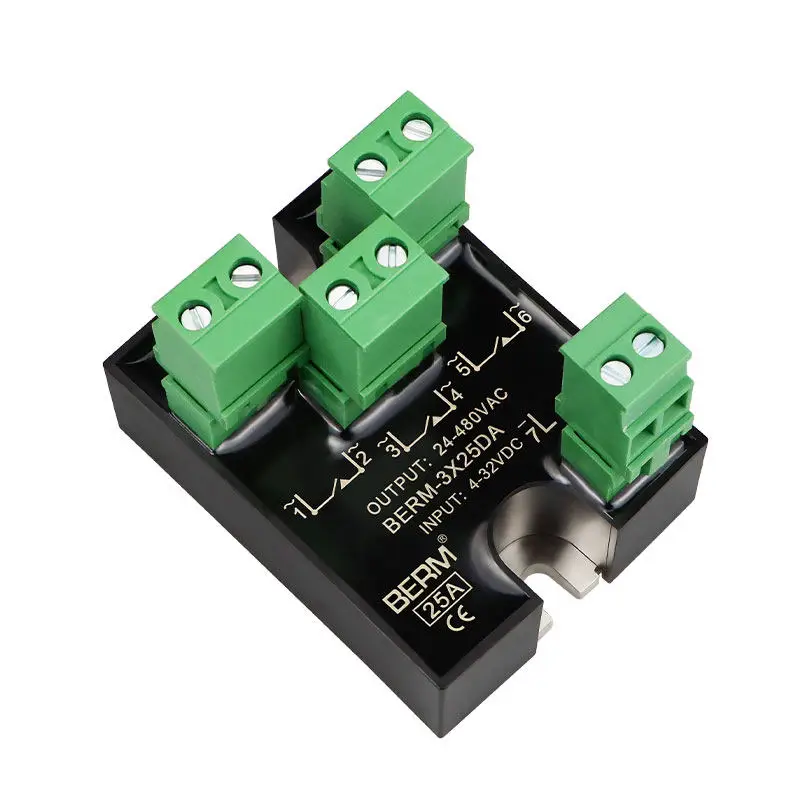 Small three-phase solid state relay 220V three-way single control SSR-3X25DA DC control AC 25A
