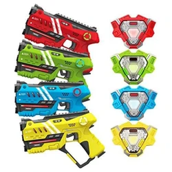 VATOS-Juego de pistola de etiqueta láser infrarroja con chalecos x4, juego de disparos láser multifunción para interiores y exteriores, regalos para niños, adolescentes y adultos