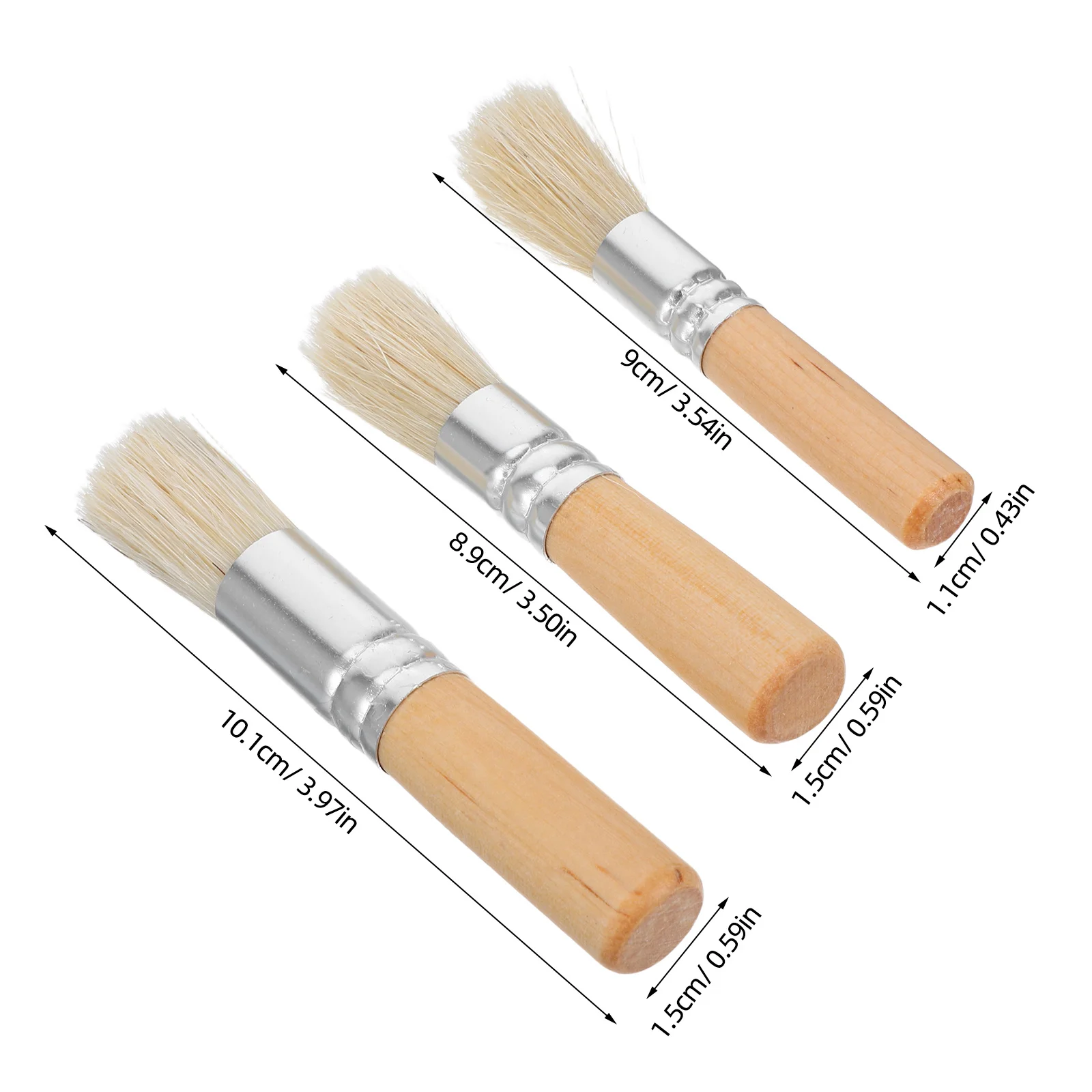 3 قطعة فرش استنسل ذات شعيرات طبيعية مقبض خشبي زيت أكريليك ألوان مائية مشاريع فنية مجموعة فرشاة طلاء زيتي