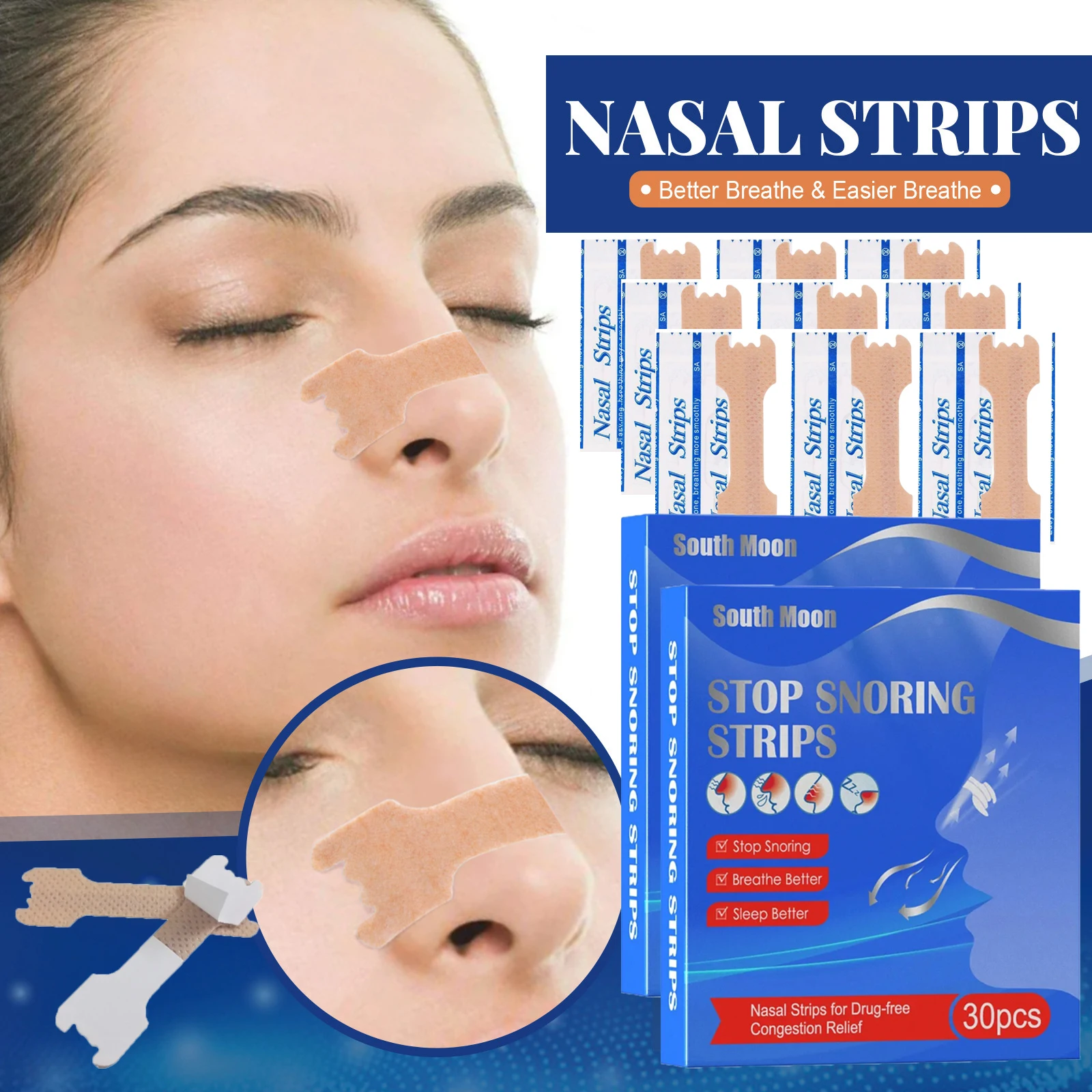 

Nose Breathing Patches Breath Nasal Strips Improve Sleep Strong Anti Snoring Nasal Strip Nasal Congestion Relief Household Goods