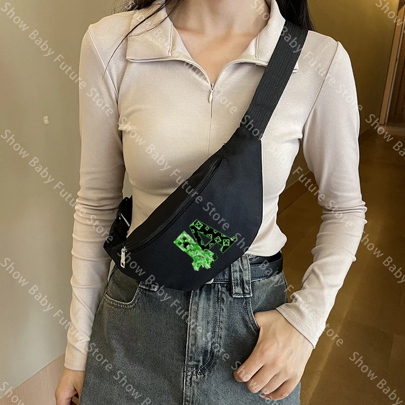 Поясная сумка с мультяшным принтом для взрослых, мужчин и женщин, в стиле аниме Minecraft, для мальчиков и девочек, кавайная, для активного отдыха, спортивная, кошелек на пояс, милый подарок