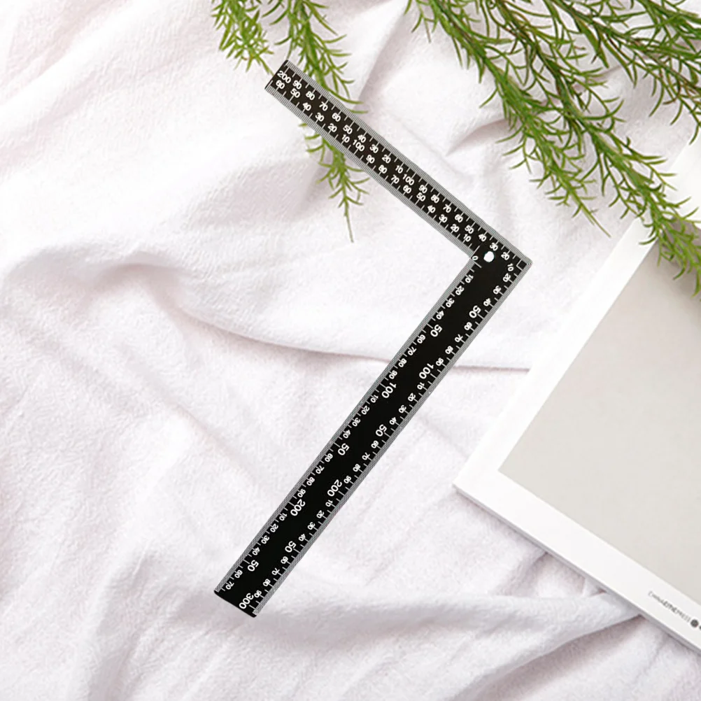 Herramienta de medición de regla de ángulo de 90 grados, cuadrado en L, de acero inoxidable, color negro, para carpintería, manualidades, 1 Uds.