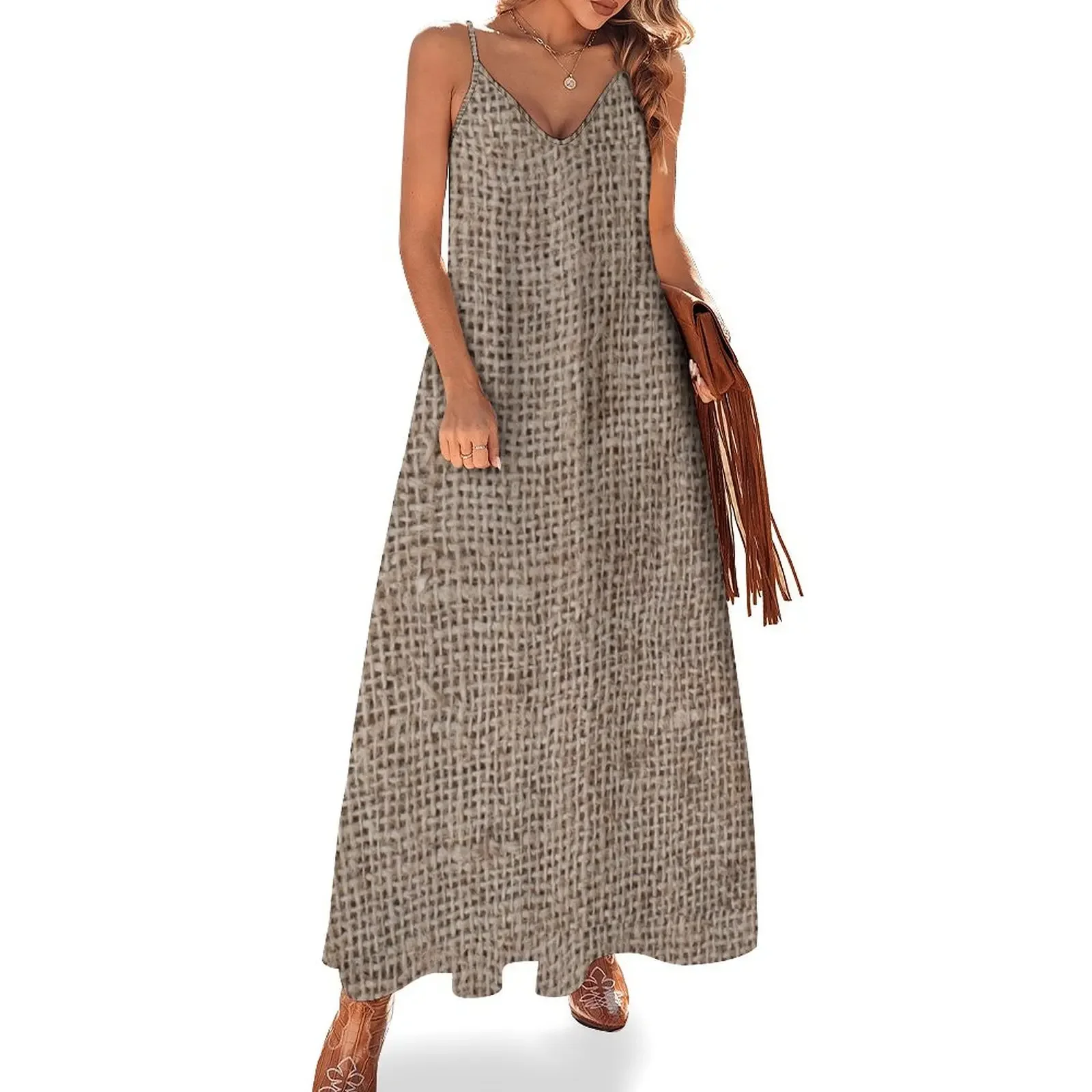 

Brown Burlap Design Sleeveless Dress elegant party dresses for women 2025 party dresses women Dresses for wedding party Dress