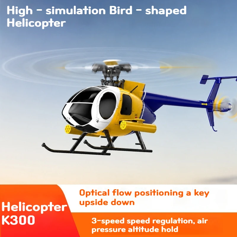 Helicóptero de Control Remoto Cflgf K300 Little Bird, Simulación de Helicóptero Armado, 6 Canales, Posicionamiento de Flujo Óptico, Vuelo Invertido con una Sola Tecla