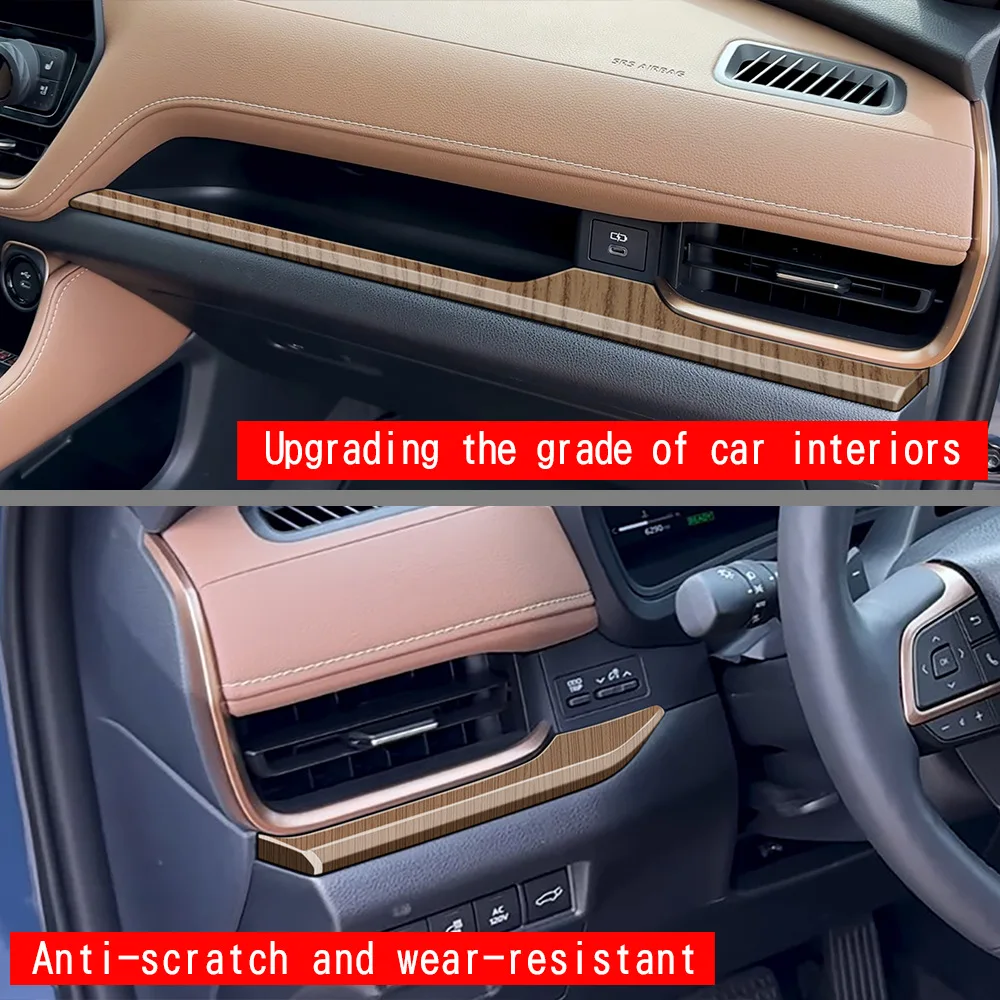 For Toyota Grand Highlander 2024 2025 Carbon Fiber Center Console Dashboard Panel Strips Cover Trim Stickers Car Accessories