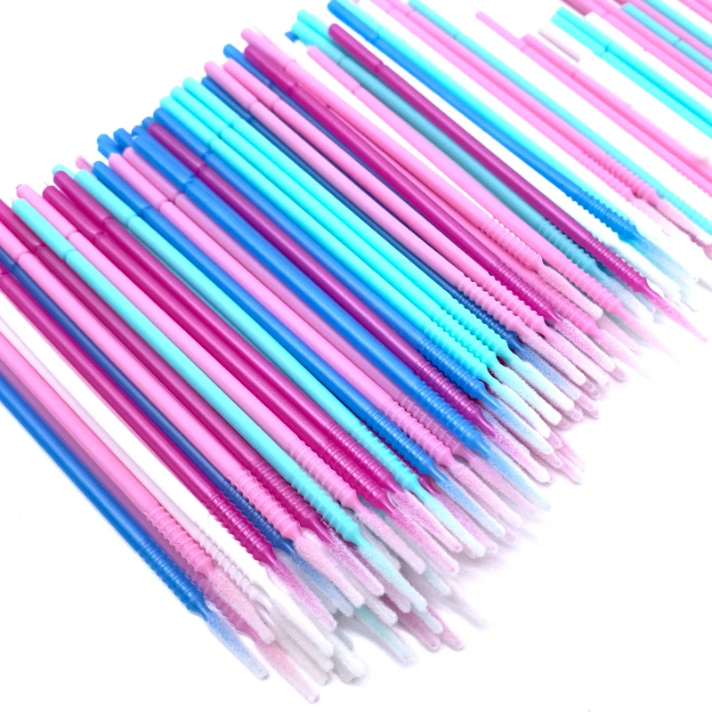 100PCS/Pack Long Head Bendable Micro Brushes Disposable Microbrush Applicator  Eyelash Mascara Glue Cleaning Brush Makeup Tools