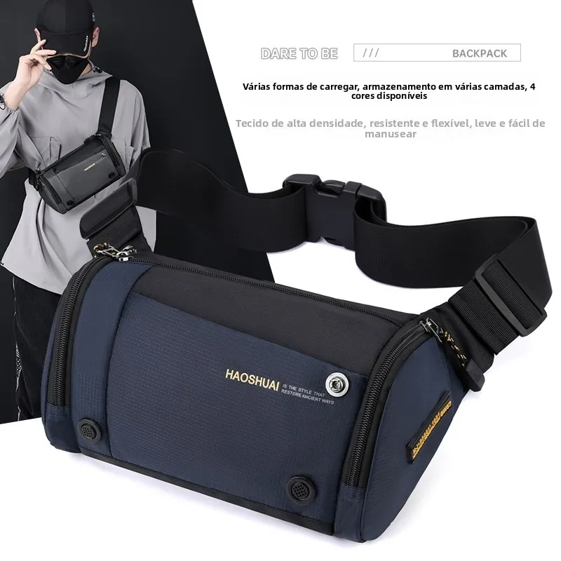 new-men's-crossbody-outdoor-sports-bag-single-shoulder-waterproof-leisure-chest-bag-soft-nylon-fabric-polyester-zipper