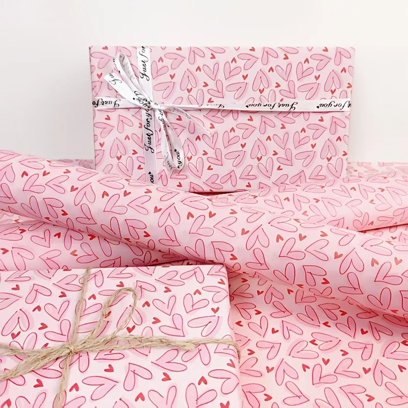 

10/30 листов ярко-розовой оберточной бумаги в форме сердца с узорами в виде сердечек — 50,8*35,56 см, подходят для упаковки букетов