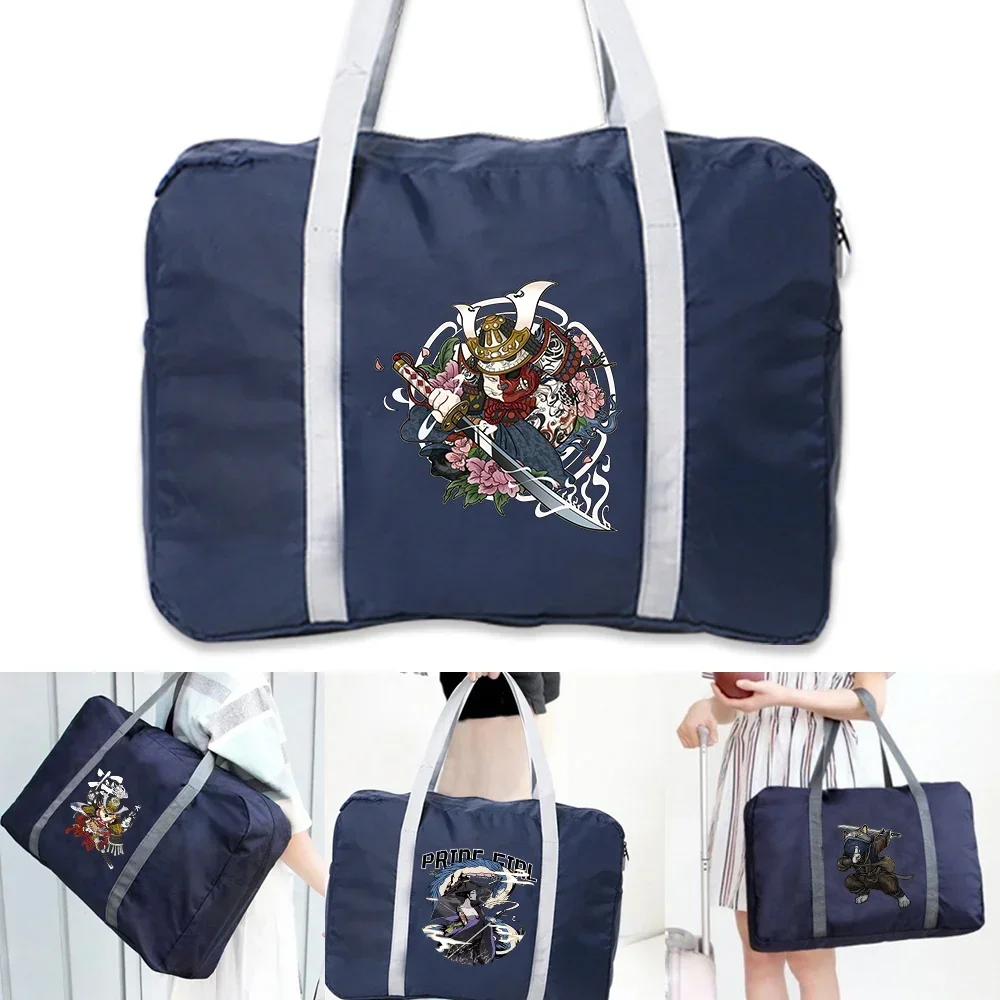 Duffle Bag Travel Boston Bag Foldable Airlines Carry Bags Women Lightweight Sports Weekend Overnigh Bags Samurai Printing Series