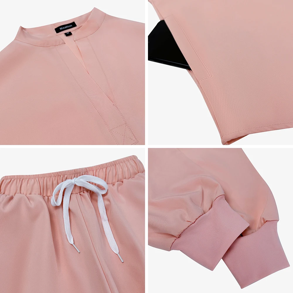 الجملة موضة ممرضة موحدة الدعك التمريض بأكمام قصيرة بانت سبا الملابس الطبية للنساء الرجال فرك ممرضة الملحقات