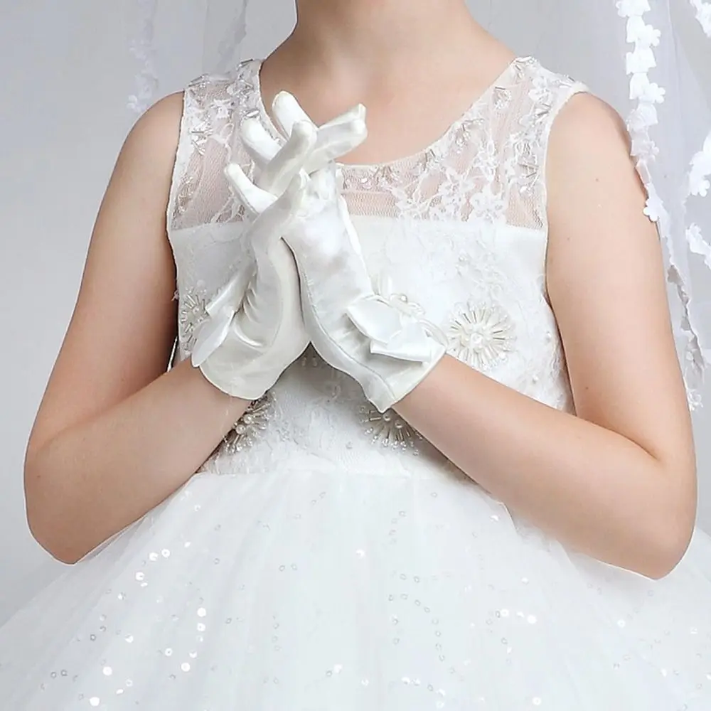 Princess Gloves Stage Gloves Girls Gorgeous Satin Fancy Gloves for Special Occasion Dress Formal Wedding Party