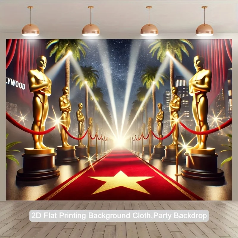 Un bannière plate 2D, un drapeau de fond de photographie en polyester pour la cérémonie des Oscars, un fond de fête
