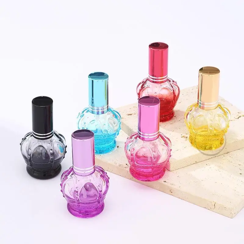 12ml Glass Perfume Bottles Unique Design Gold Silver Crown Cap Women Travel Fragrance Atomizer Perfume Spray Bottle