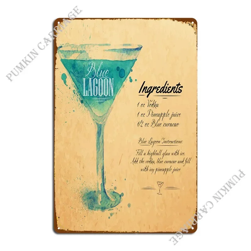 Blue Lagoon Cocktail Metal Sign Club Pub Club Bar Cinema Tin Sign Poster