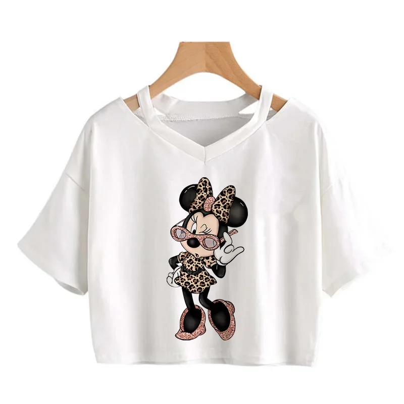 Y2k Women Disney Crop Top T Shirt Minnie Mickey Mouse Printed T-Shirt Women Clothing Kawaii T Shirt 90s T-shirt Kawaii Clothes