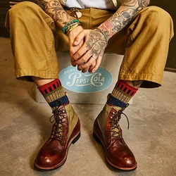 Punk Boots for Men Black Business Handmade Men's Short Boots Round Toe Ankle Boots Motorcycle Bootss Combat Boot Men Bota