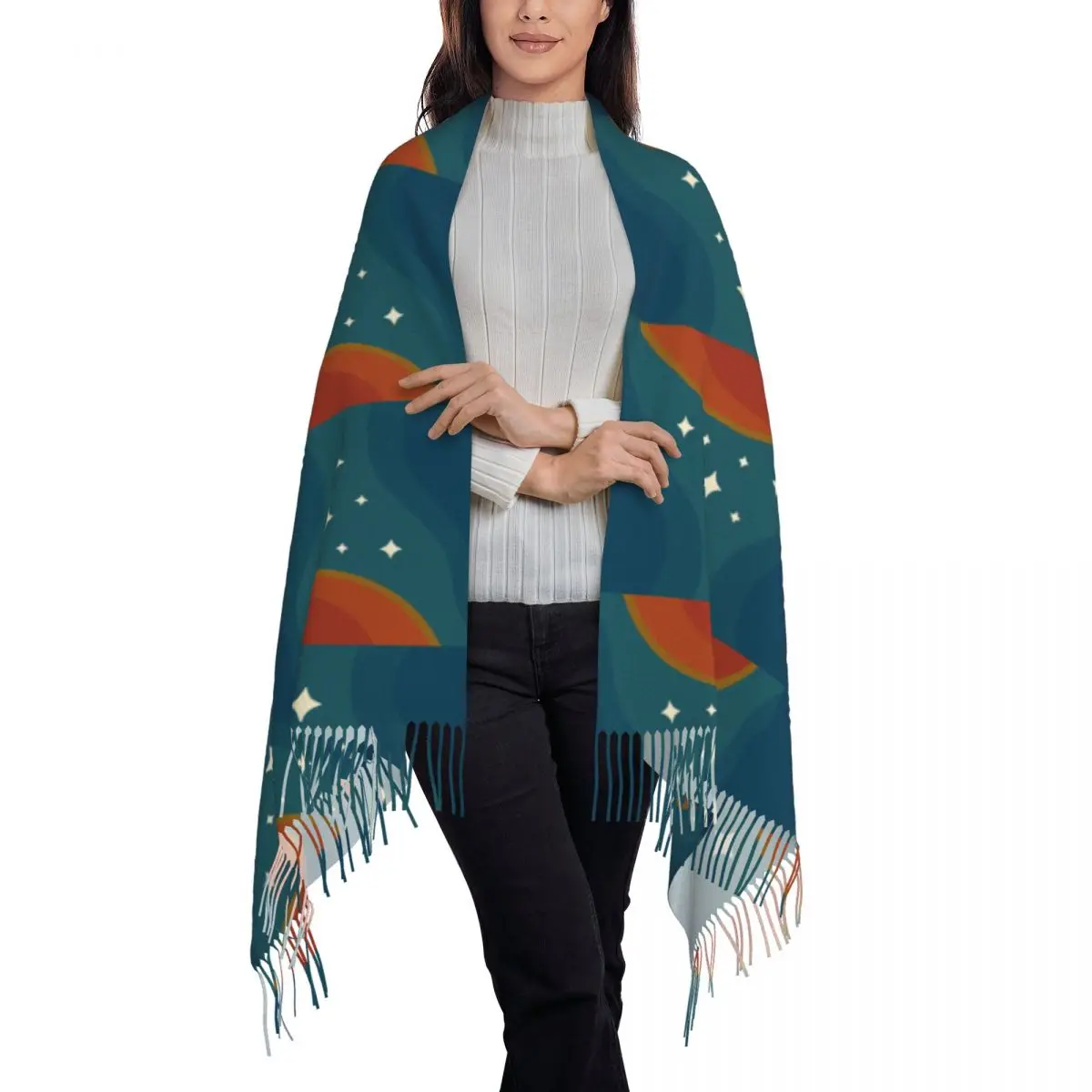 Constellation Logo Scarf Tassel Scarves for Women Soft Warm Shawls and Wraps Long Fall Winter Shawl Wrap