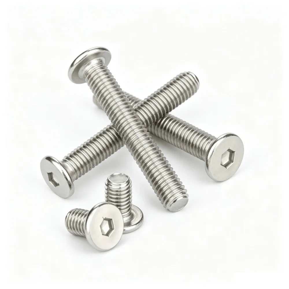 M2-M12 304 Stainless Steel Hex Socket Super Low Flat Wafer Head Bolts, 10-100Pcs Countersunk Screws for Machinery Assembly
