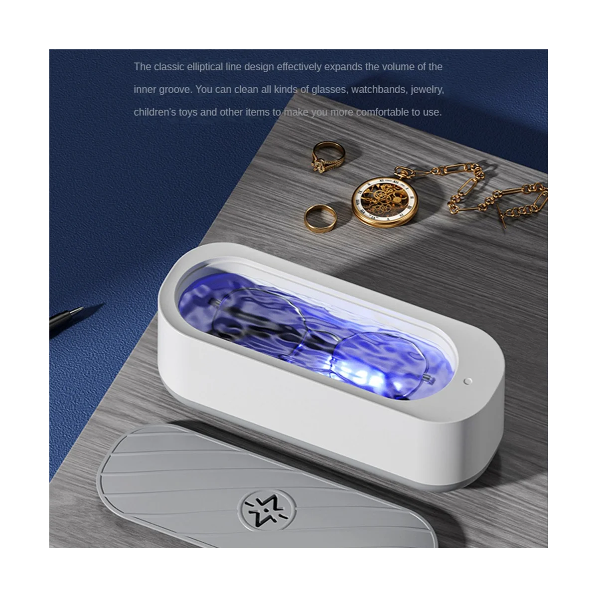 Máquina de limpeza ultrassônica, 45000hz, vibração de alta frequência, limpador de joias, óculos, relógio, limpador de dentaduras