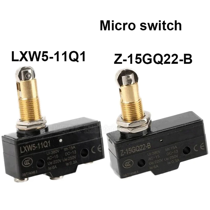 1 sztuk LXW5-11Q1/Z-15GW22-B 15A 380V mikroprzełącznik 3 zacisk śrubowy metalowy pionowy wyłącznik krańcowy chwilowy z rolką