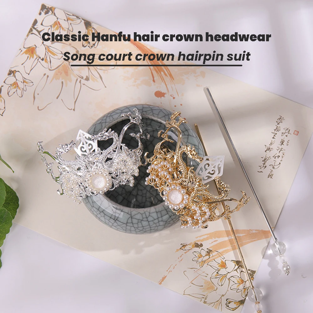 Classical Hanfu Hair Crown Headdress Song Court Crown Raccoon Suit Retro Ponytail Hair Corset Travel Clothing Accessories