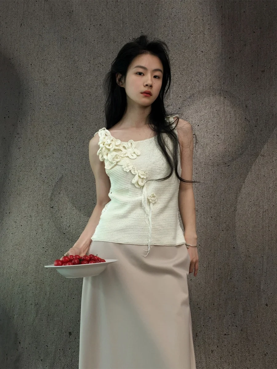 

Вязаный вручную свитер с уникальным дизайном, двусторонний, с боковыми завязками и декором в виде цветочных крючков, женский топ