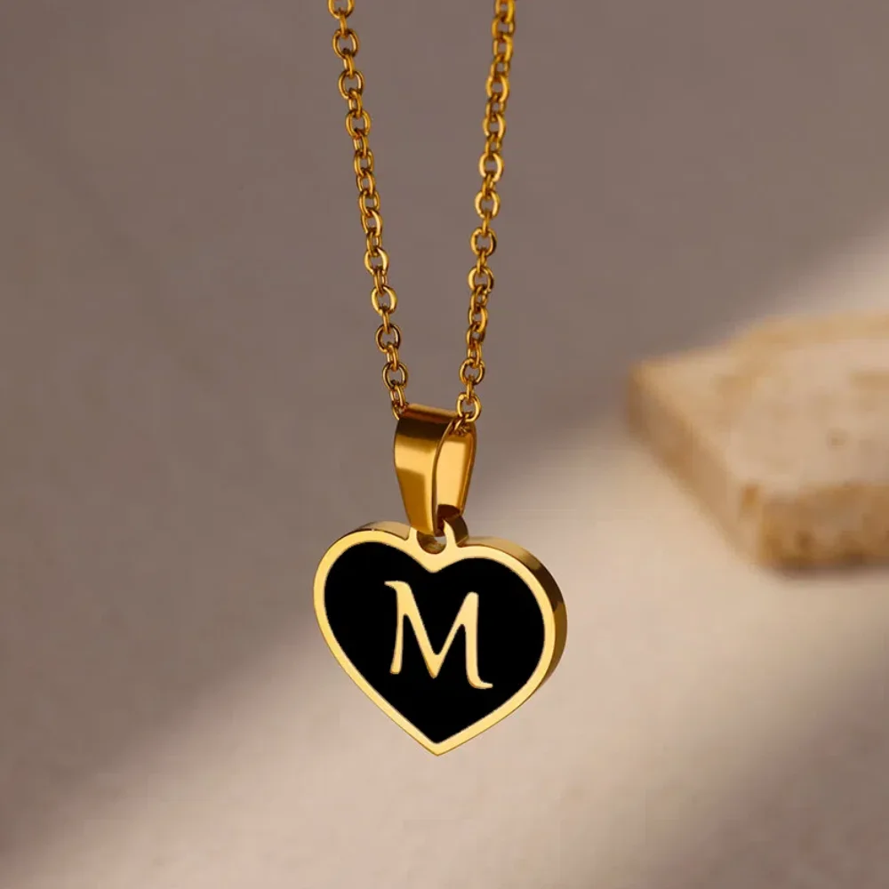 

Gold Color A-Z Letter Heart Pendant Necklace For Women Romantic Tiny Love Initial Name Choker New Jewelry Valentine's Day Gift