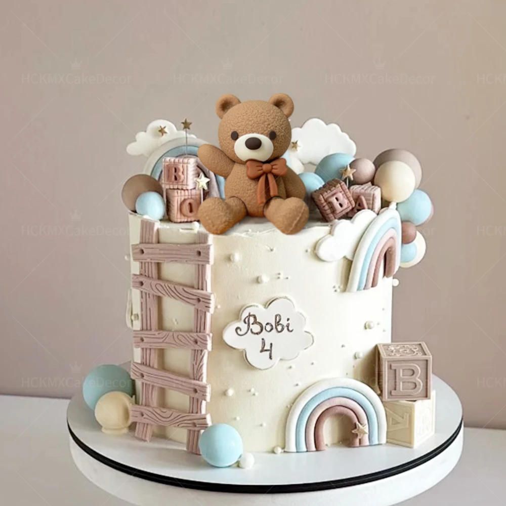 Cute bow tie Bear Cake Topper Bear Cake Decorations for Party Favors Baby Shower Birthday Cake Decorations  Favorite Gift Party