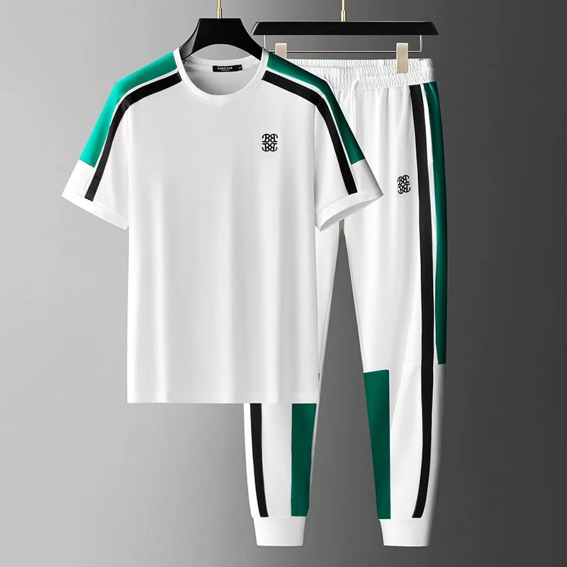 

Men's ort Sve Embroidered Sportswear Set Casual Summer Faion Brand High-End Youth Long Pants T-irt Ensemble