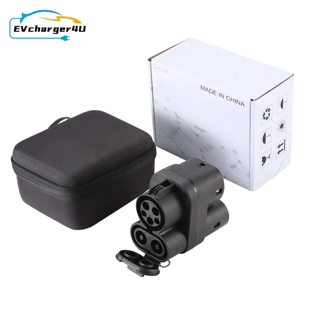 EVcharger4U CCS1 to CCS2 EV Adaptor Converter DC 250KW AC 8KW Combo Adapter for EU made Car Used on CCS1 and Type 1 Station