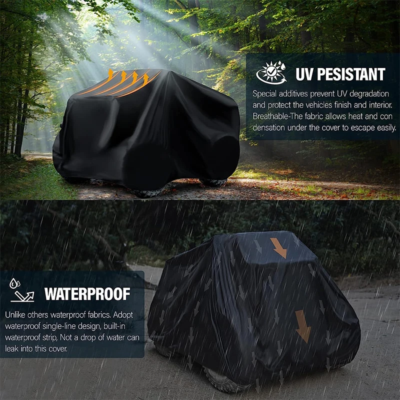 210D Quad Bike ATV Cover Thick Waterproof Motorcycle Cover for UTV Motorbike Scooter Outdoor Weather Protection ATV Accessories