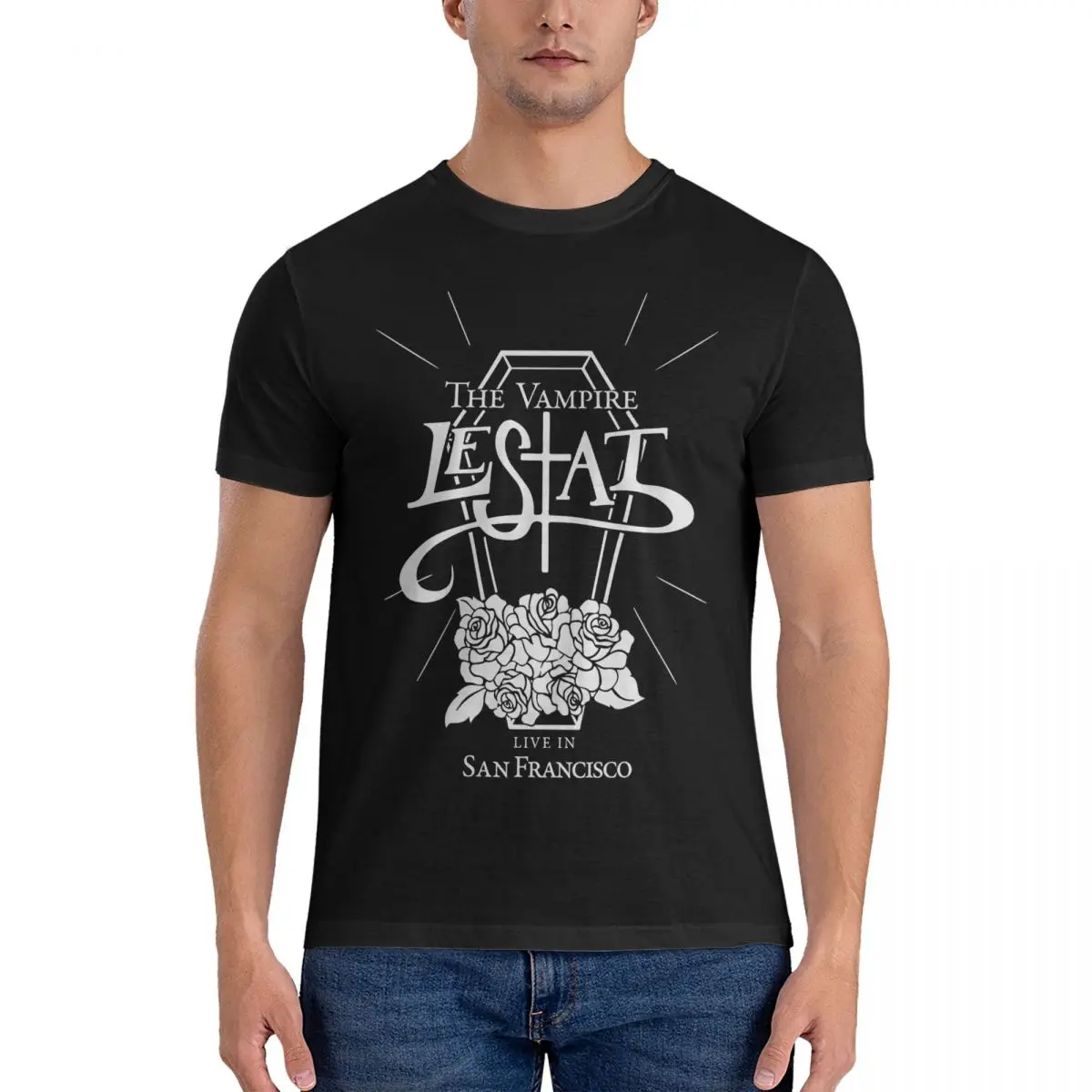 Lestat Live In San Francisco White Men\'s T Shirt The Return Of Vampur Humorous Tees Short Sleeve Crew Neck T-Shirts Summer Tops