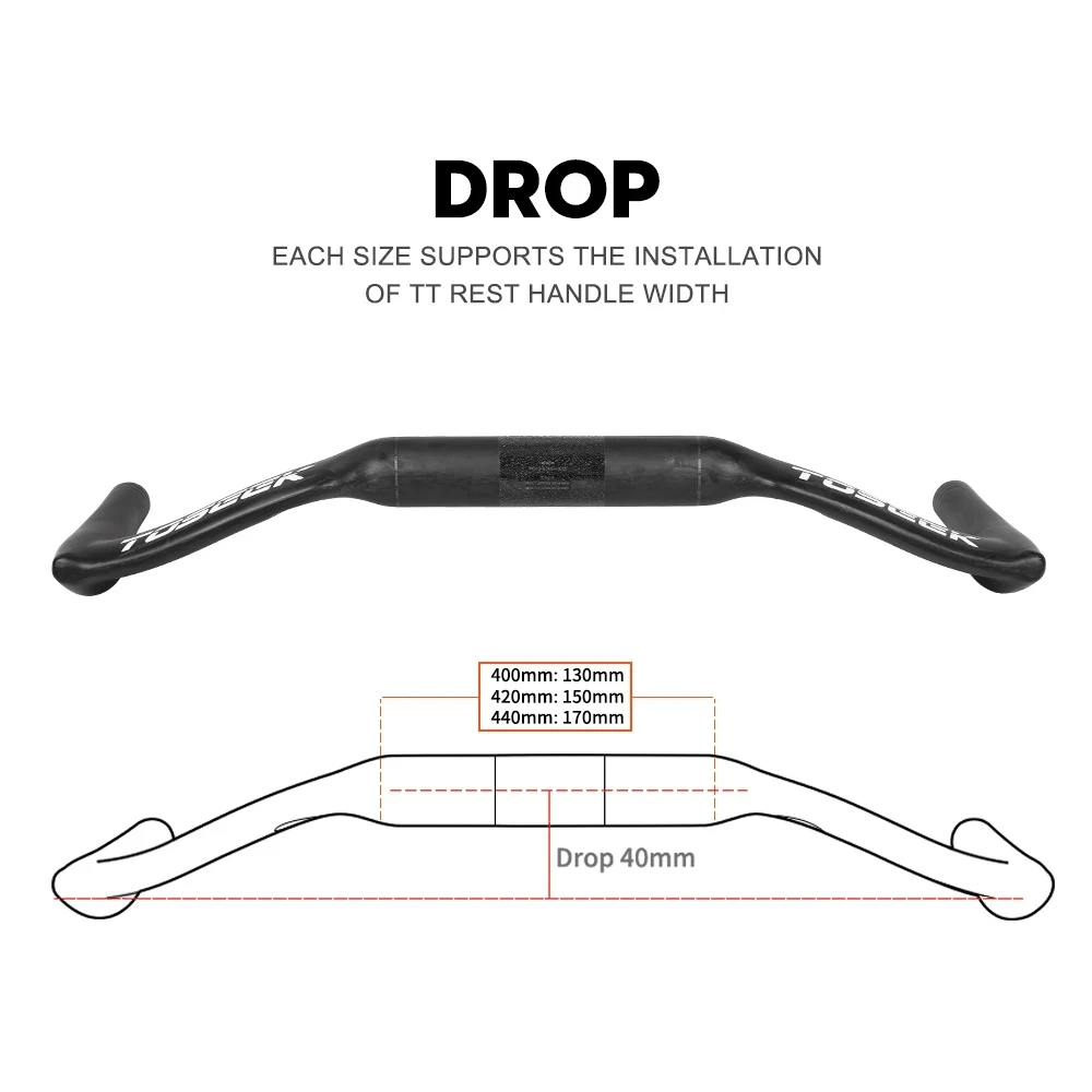 TOSEEK UD ألياف الكربون الدراجة TT المقود 31.8 مللي متر دراجة TT مقود 400/420/440 مللي متر لسباق الدراجات #3