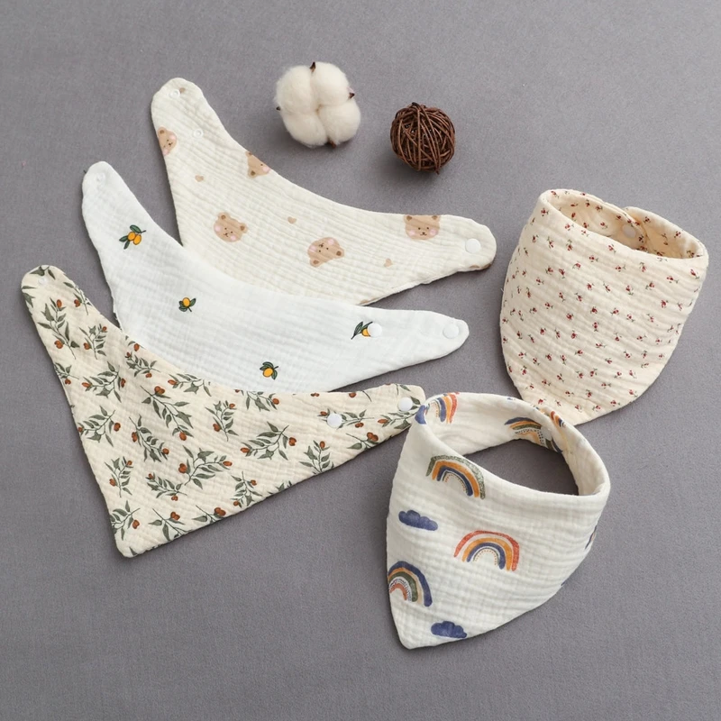 Baby Infant Cotton Bib Floral Triangle Scarf Feeding Saliva Towel Bandana Burp Cloth Boy Girl Accessories Newborn