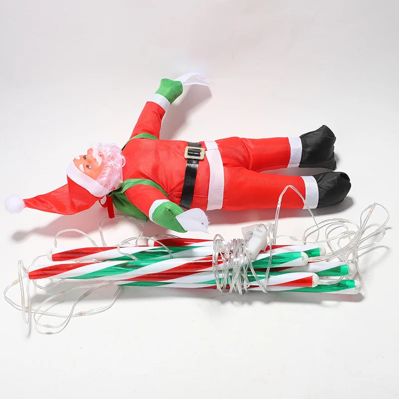 ไฟประดับตกแต่งคริสต์มาส LED สำหรับภายนอกอาคาร รูปทรงบันไดเอียง สำหรับตกแต่งภายใน กันน้ำ ซานตาคลอสปีนบันได สร้างบรรยากาศเทศกาล