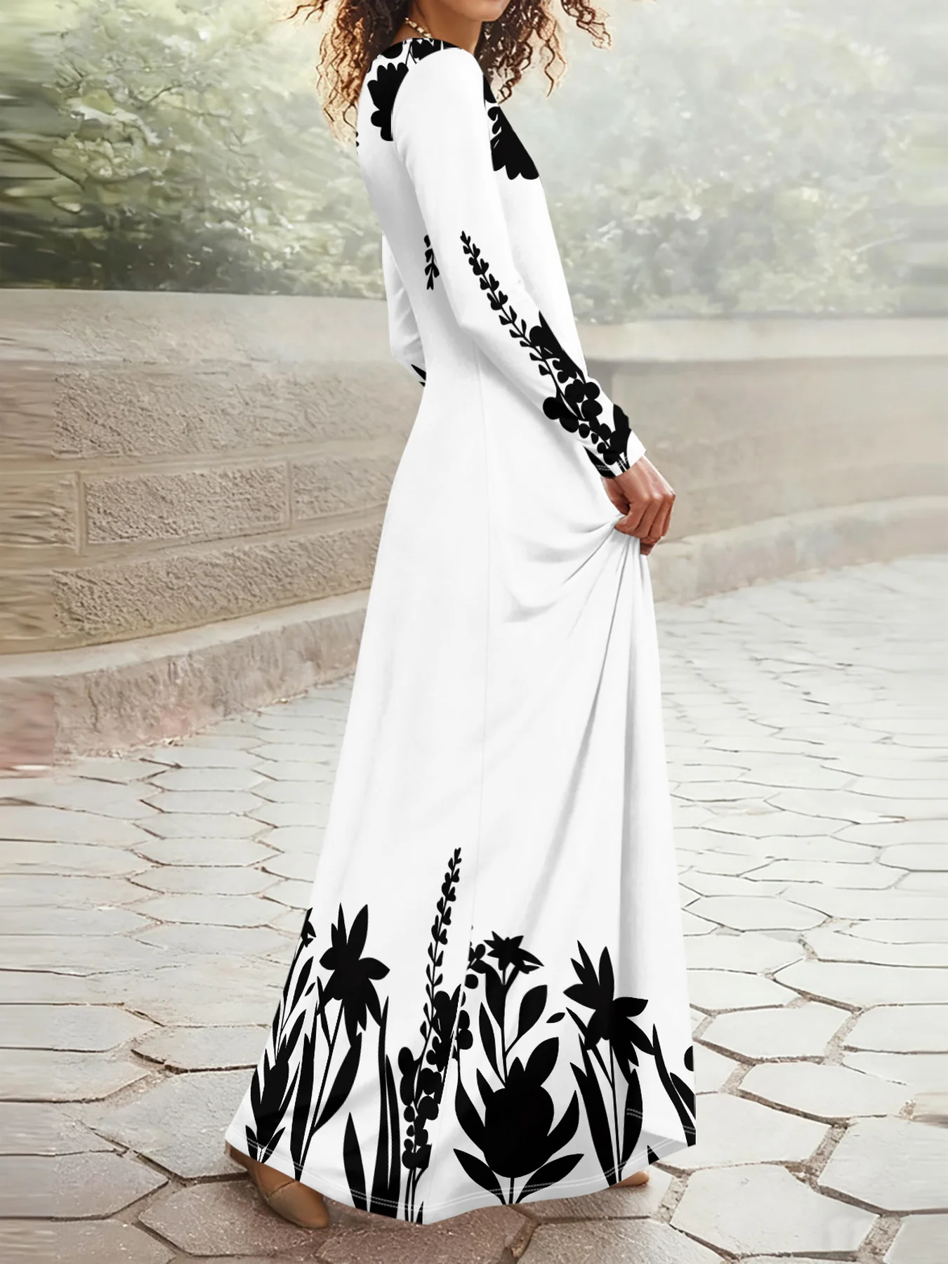 プリントデザイン レディース ブラック ホワイト シルエット - Ethnic Fashion Wear のレビューと価格