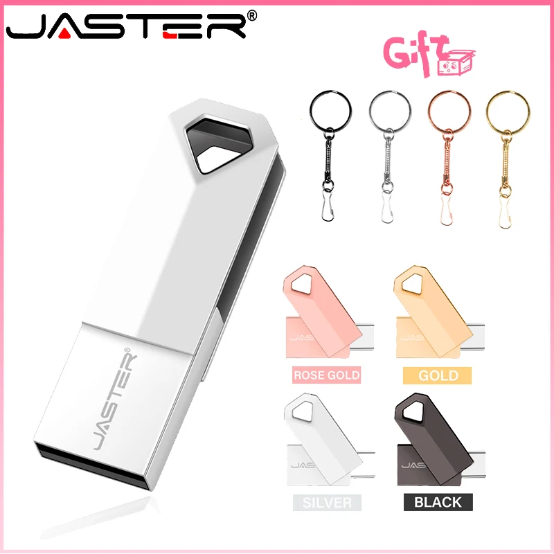 JASTER Dual Interface USB Flash Drive 64GB Free Custom Logo USB Stick 32GB Free Key Ring Pen Drive 16GB Waterproof U Disk 8GB