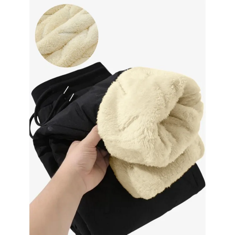 

Мужские осенне-зимние утолщенные бархатные свободные повседневные леггинсы, спортивные однотонные эластичные модные брюки с высокой талией