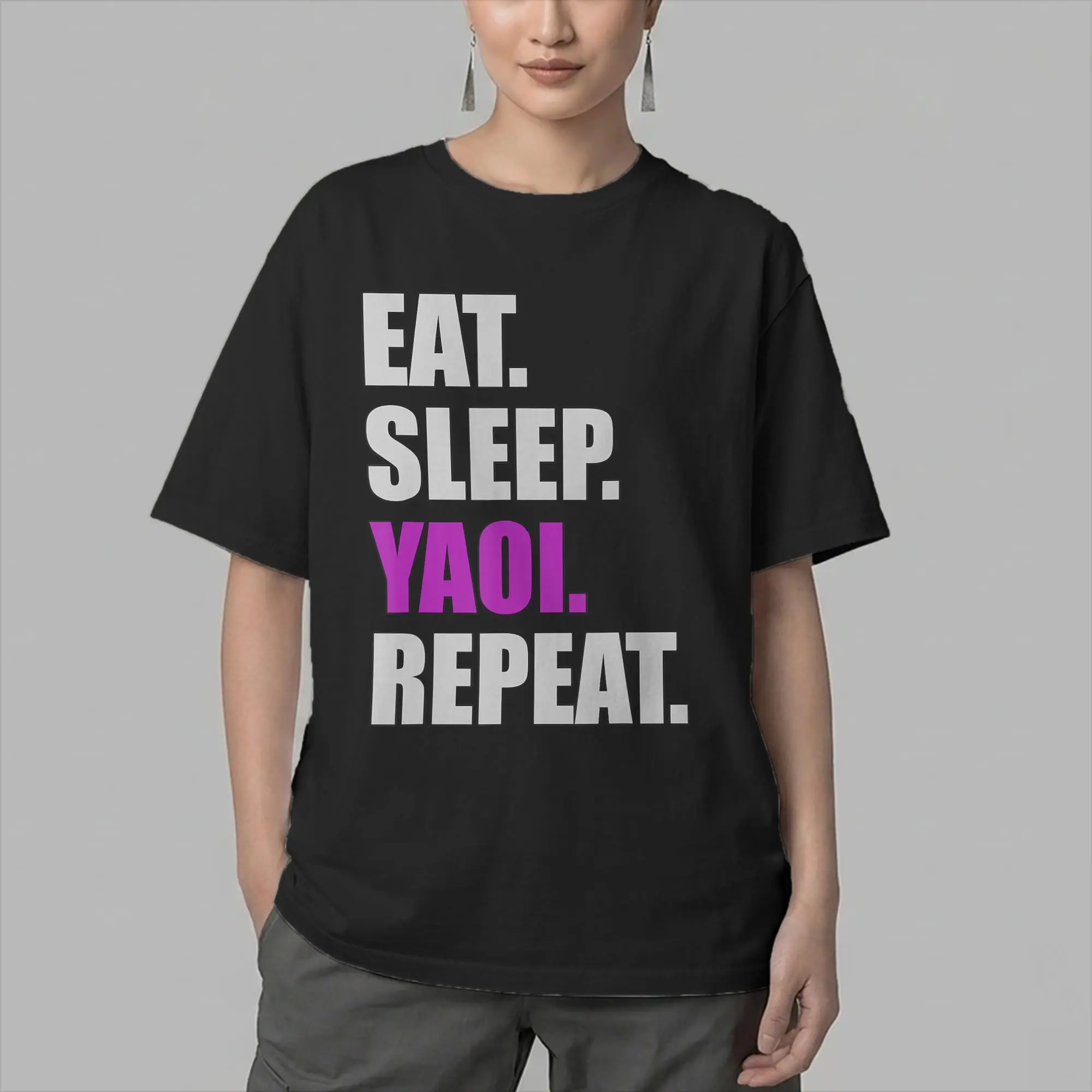 Men Eat Sleep Yaoi Repeat T Shirt  Cotton Clothes Fashion Short Sleeve Crewneck Tee Shirt Summer T-Shirts