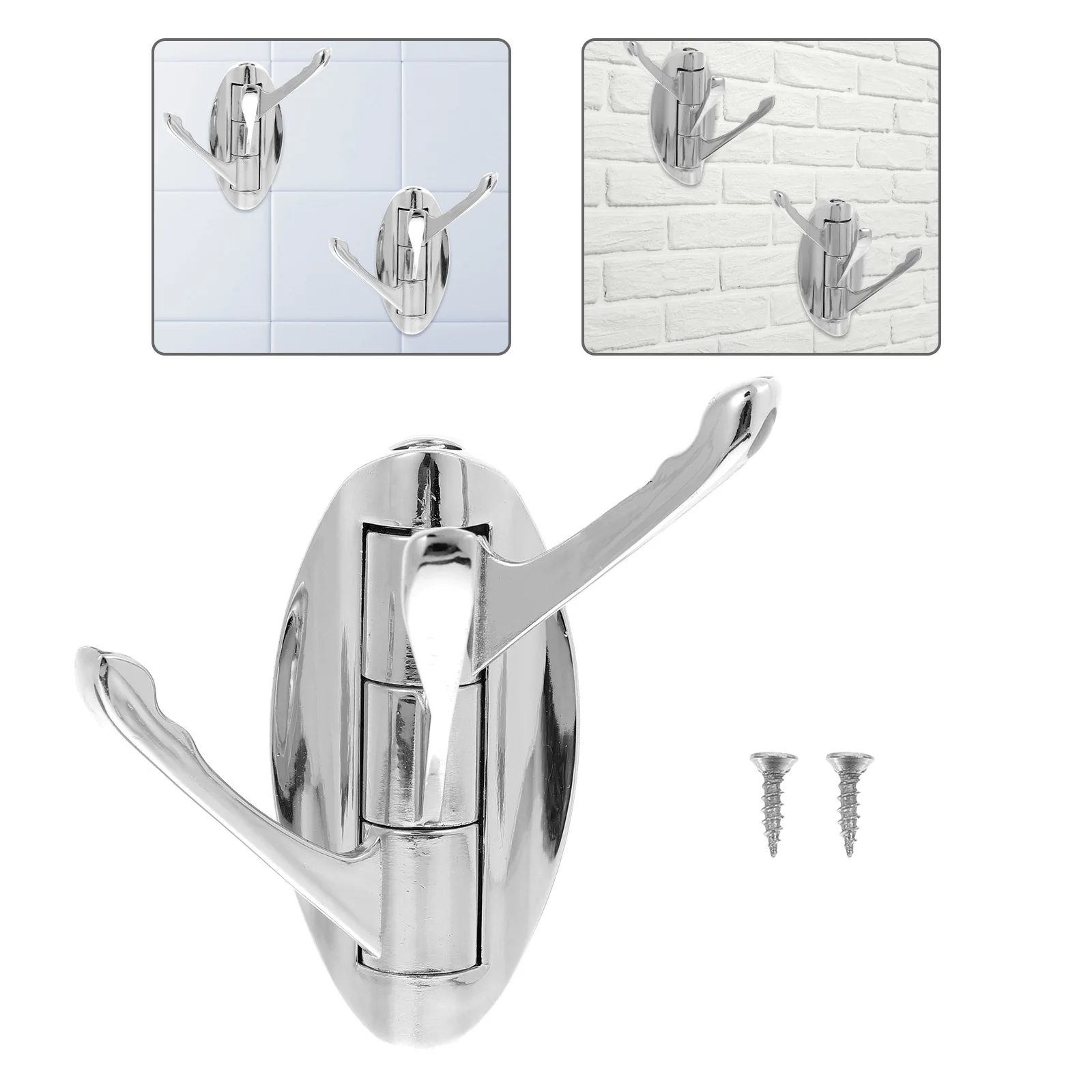 

Heavy Duty Rotating Hooks Wall Mounted Bathroom Towel Coat Zinc Alloy Silver 3 Hooks Storage Sundries Hanging Long Term Use Easy