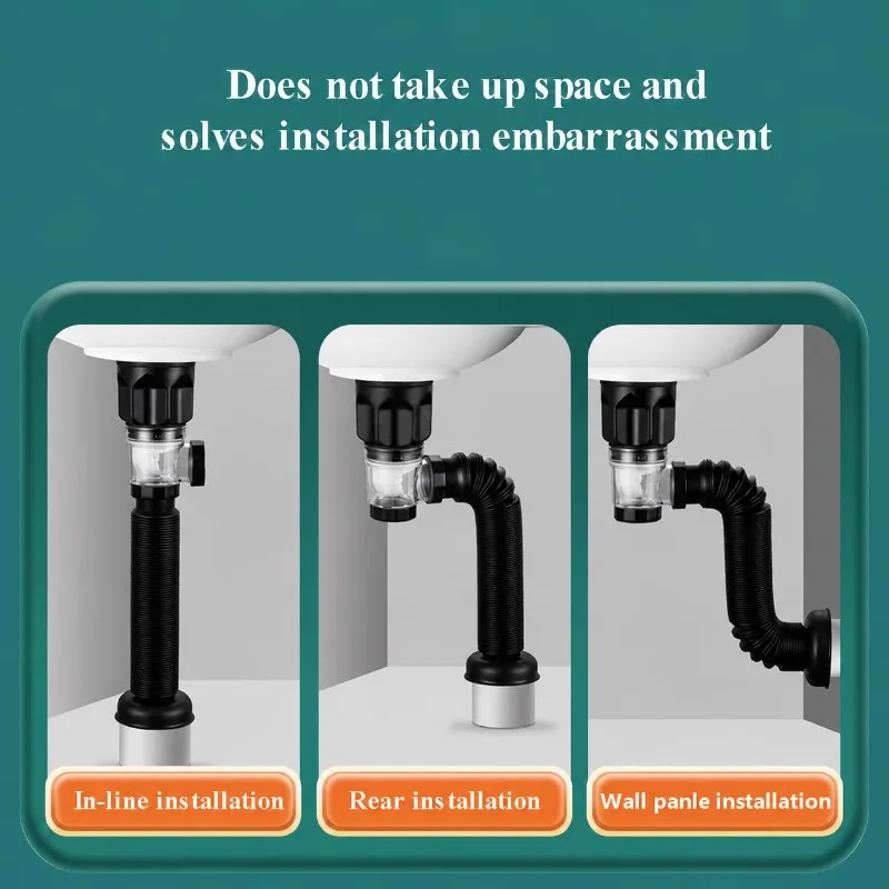 Bathroom Sink Drain Assembly Kit Pop-up Sink Stopper with Flexible Anti-odor Drain Pipe for Wash Basin Sink Replacement Plumbing
